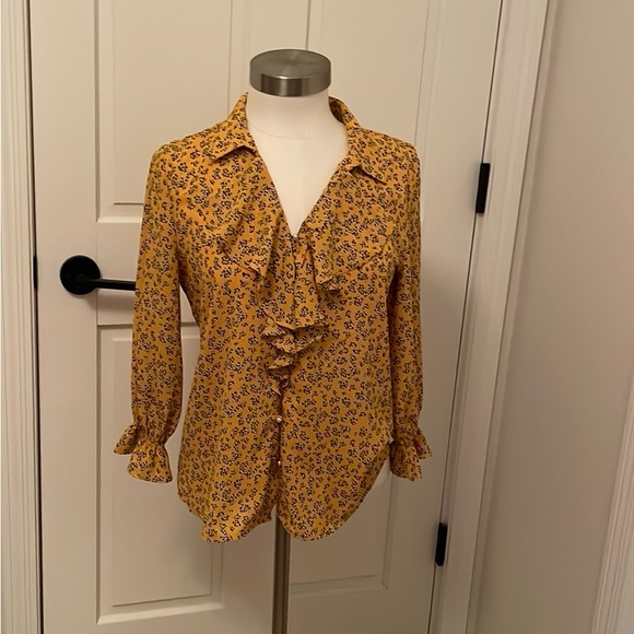 Karl Lagerfeld Paris, size small, yellow blouse - Picture 1 of 2